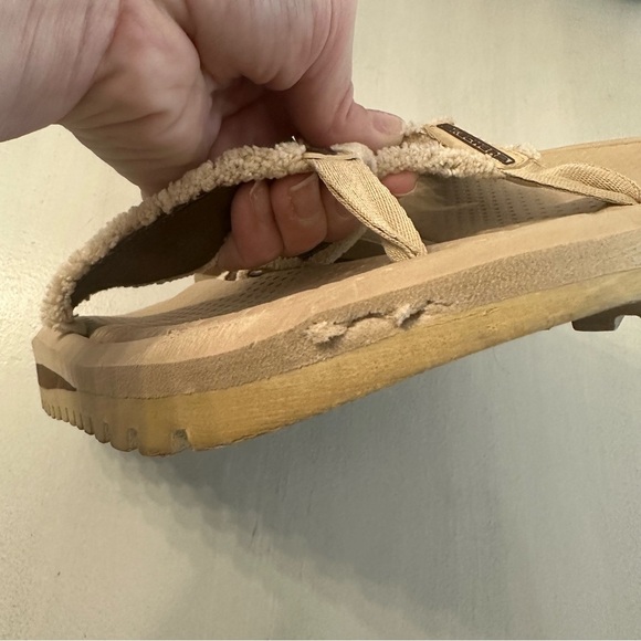 Skechers Women’s Tan & Cream Slip On Split Toe Embroidered Fringe Strap GUC - Picture 8 of 11